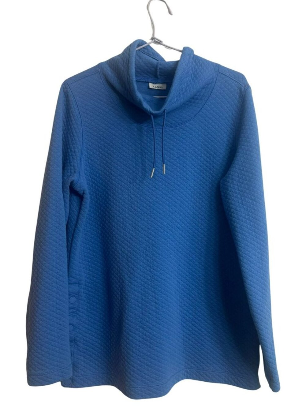 L.L.Bean Quilted Sweatshirt Mock Funnel Neck Side Snap Pullover Medium